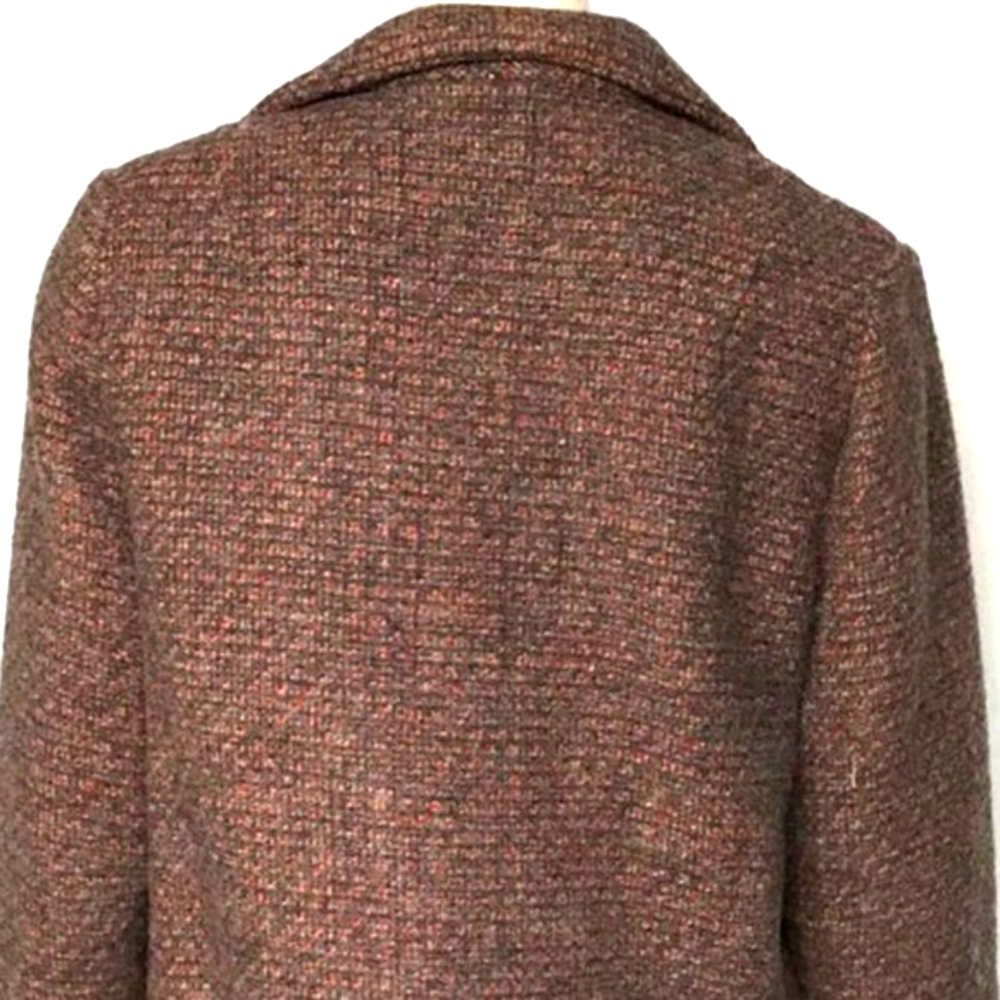 🍂 Vintage 1950's Brown Gold Sienna Tweed Open Front Jacket Blazer - M - Picture 3 of 9